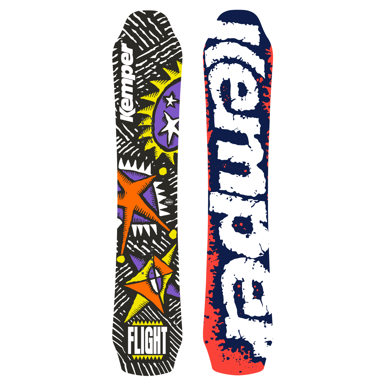 Flight 1990/1991 snowboard showcasing its skate-inspired design and features.