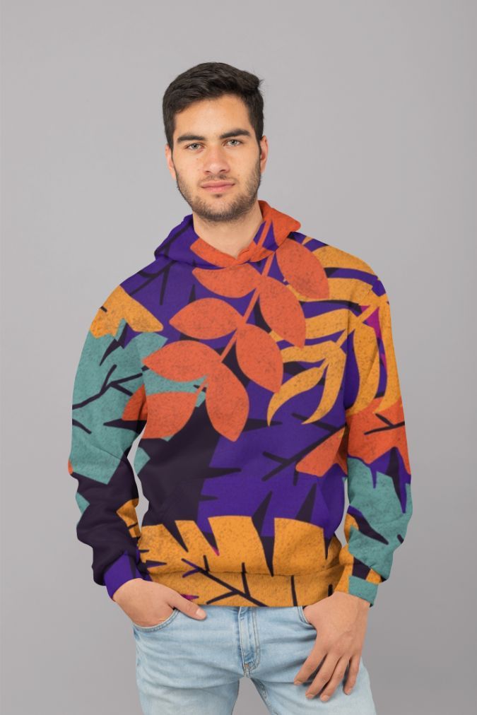 Flora pattern UNISEX Sublimation Hoodie featuring vibrant floral design on soft polyester fabric.