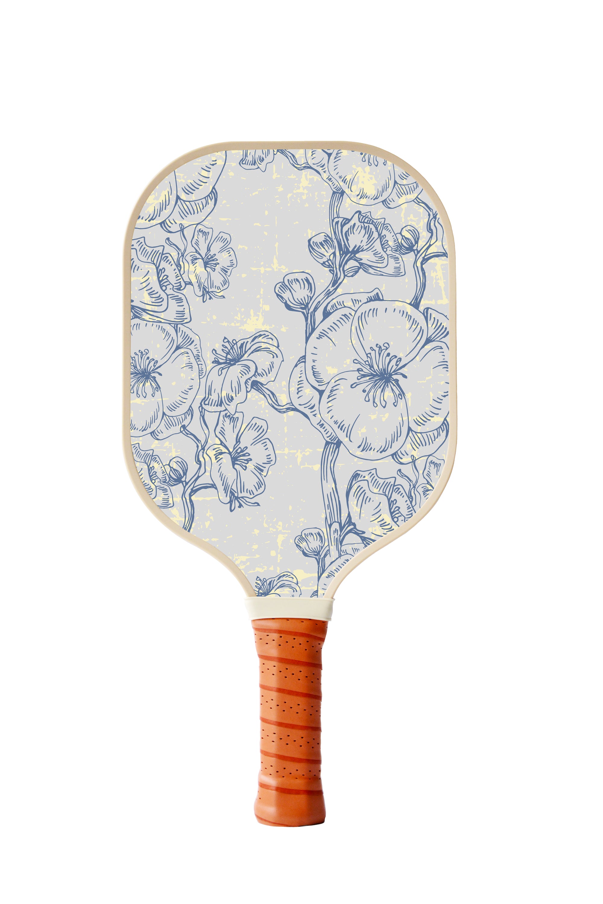 Floral and Tropical Leaves Pickleball Paddle featuring vibrant colors and a comfortable grip handle.