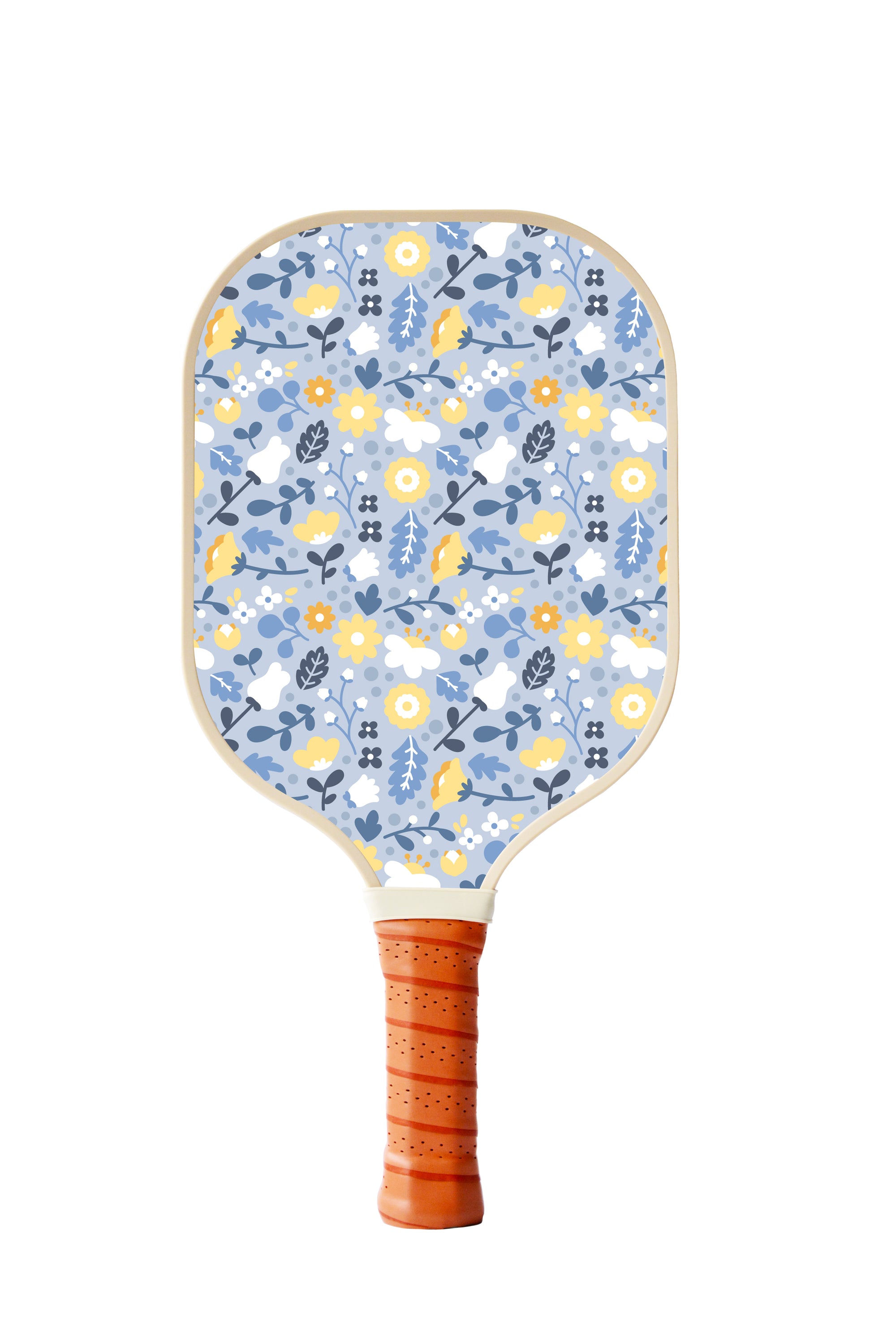 Floral and Tropical Leaves Pickleball Paddle featuring vibrant colors and a comfortable grip handle.