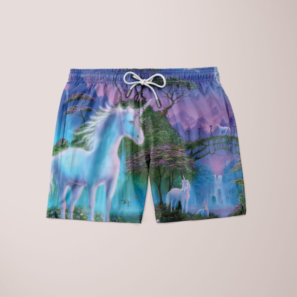 Fokamr Shorts featuring a unique full print design, made from 100% microfiber, showcasing vibrant colors and a comfortable fit.