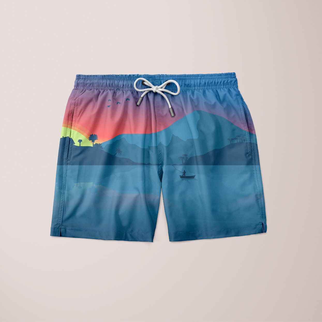 A pair of stylish Formed Nature Shorts featuring a unique full print design, made from 100% microfiber, showcasing vibrant colors and a comfortable fit.