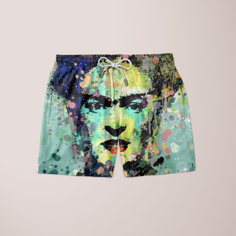 Frida Shorts featuring a unique full print design, made from 100% microfiber, showcasing a stylish and comfortable fit.