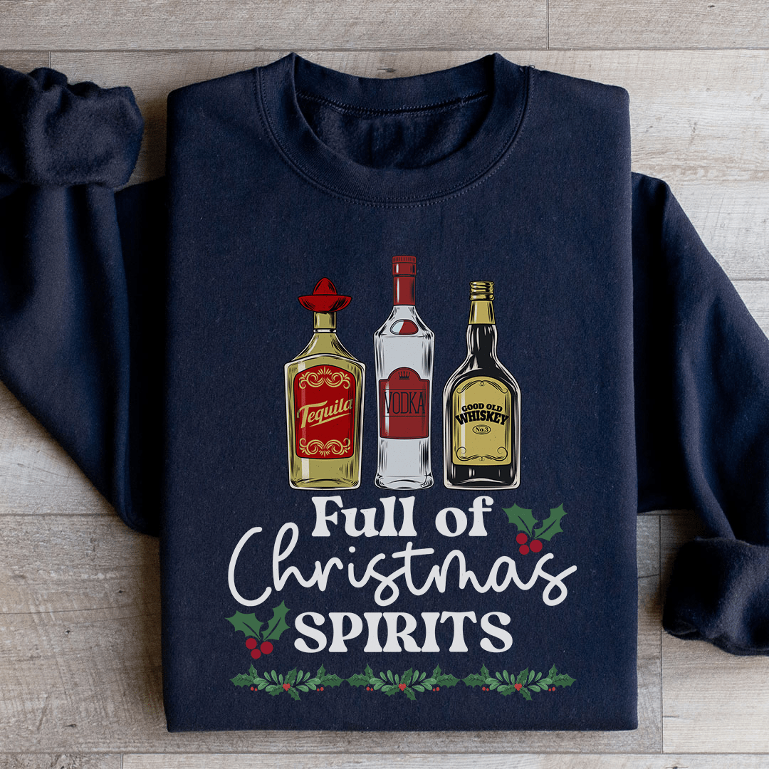 Cozy Full Of Christmas Spirits sweats featuring festive designs, perfect for winter wear.