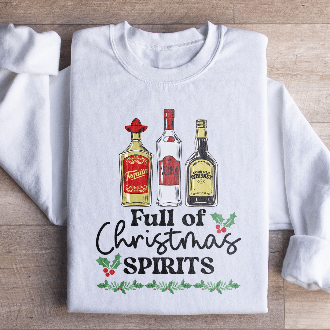 Cozy Full Of Christmas Spirits sweats featuring festive designs, perfect for winter wear.