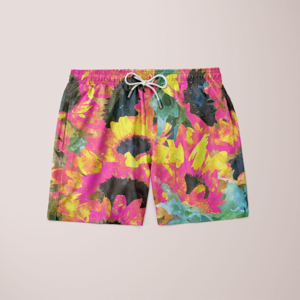 Ganéthe Shorts featuring a unique full print design, made from 100% microfiber, showcasing vibrant colors and a comfortable fit.