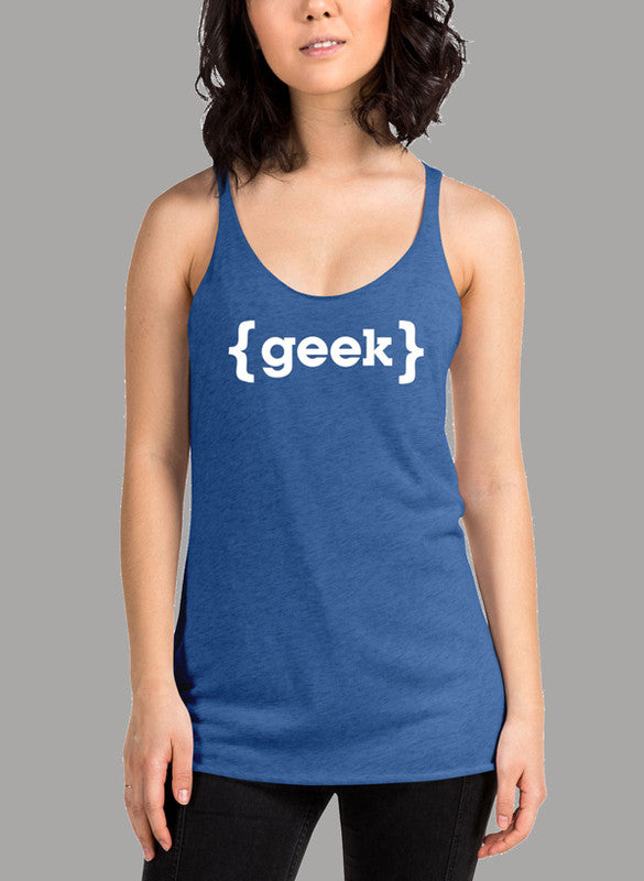 GEEK Women's Tank Top featuring a racer back style and curved back hem, made from quick-drying Neoteric™ fabric.