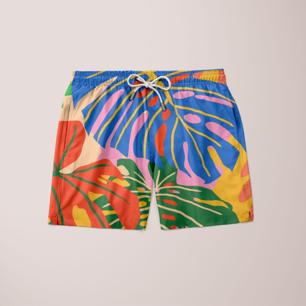 Genaell Shorts featuring a unique full print design, made from 100% microfiber, showcasing vibrant colors and a comfortable fit.