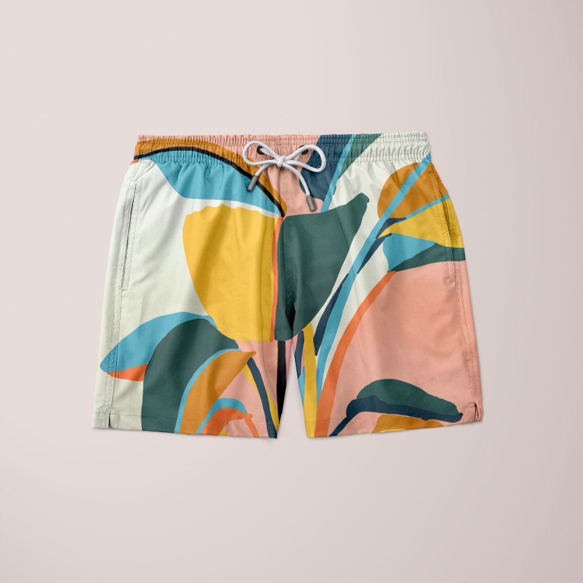 A pair of stylish Genulenn Shorts featuring a unique full print design, made from 100% microfiber, showcasing vibrant colors and a comfortable fit.