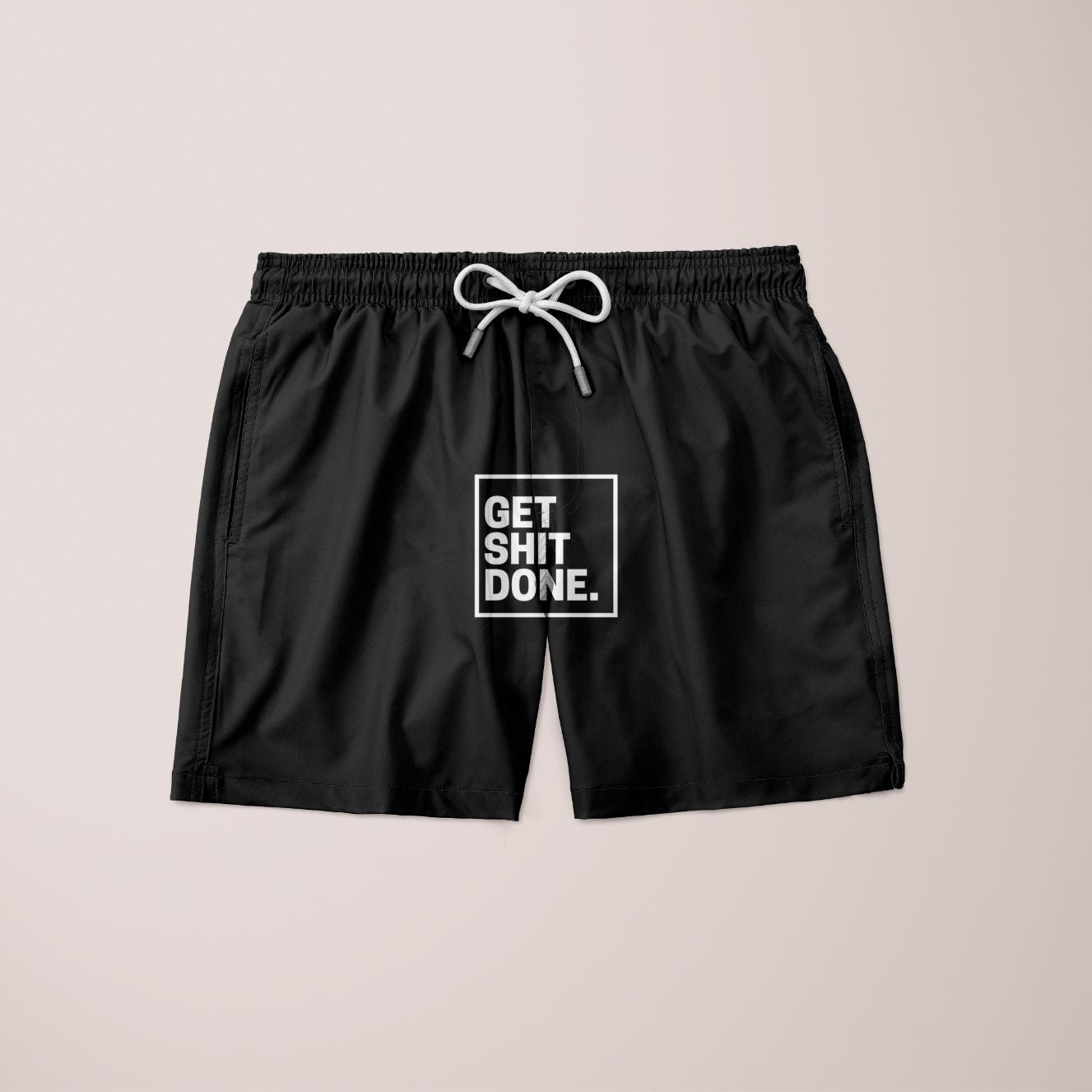 Stylish Get Shit Done Shorts featuring a unique full print design, made from 100% microfiber, showcasing comfort and durability.