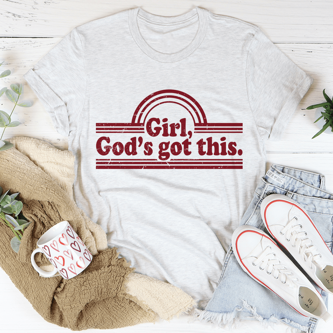 Girl God's Got This Tee in soft ring-spun cotton, featuring double stitching for durability and a stylish design.