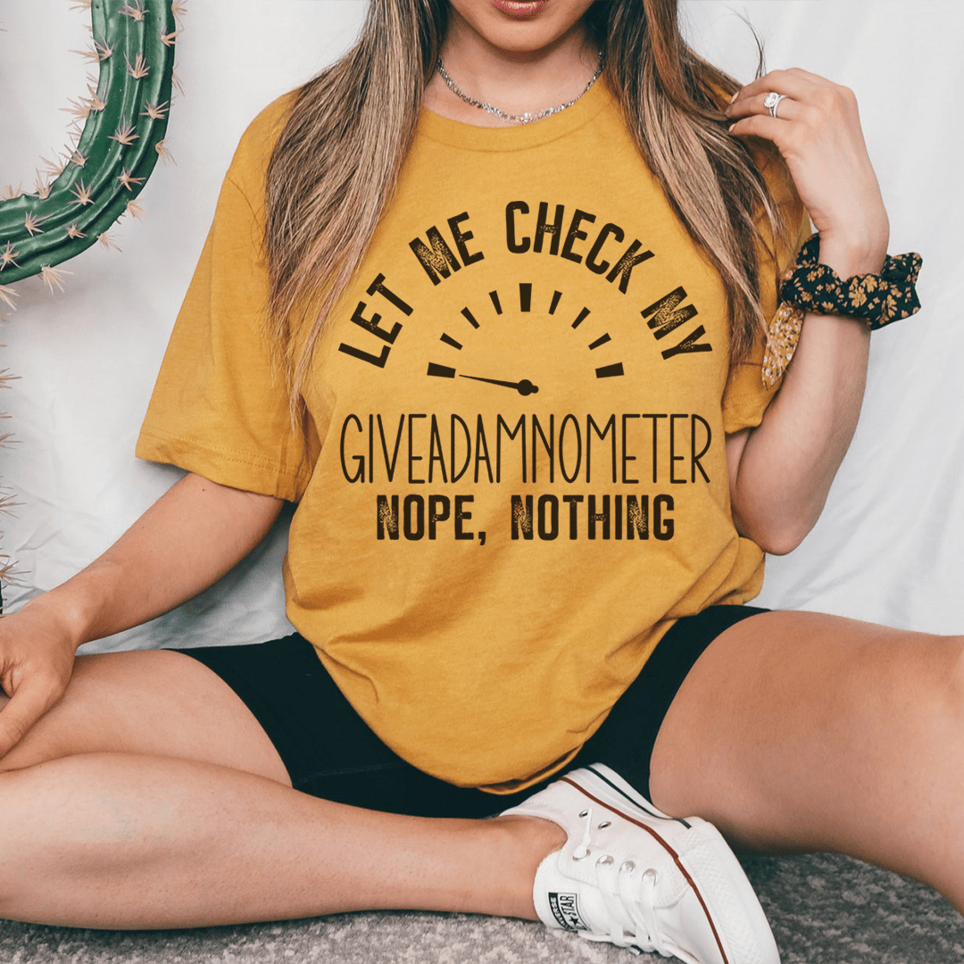 Giveadamnometer Tee made from soft ring-spun cotton, featuring double stitching for durability and a stylish design.