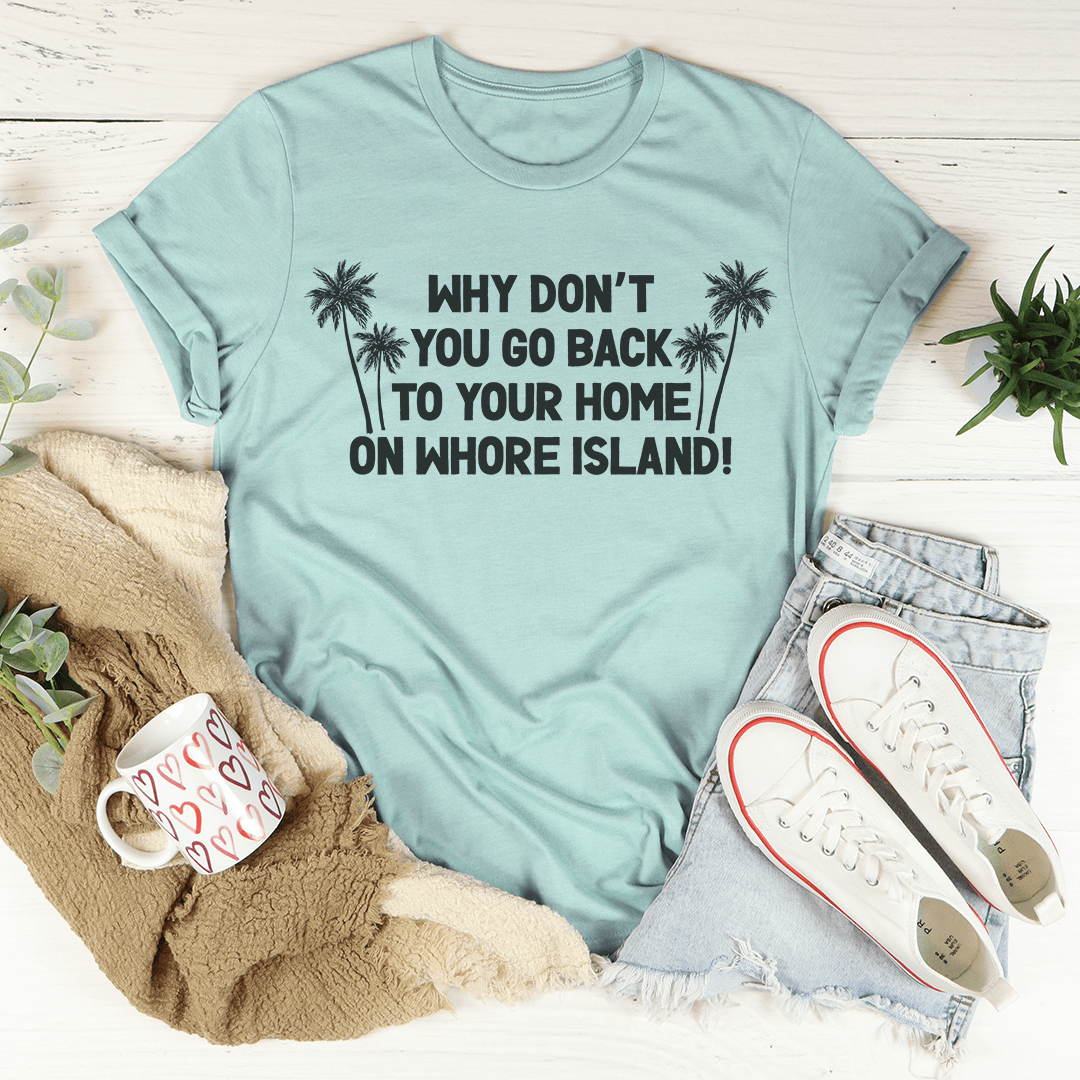 Go Back To Your Home T-Shirt made from soft ring-spun cotton, featuring double stitching for durability, available in various sizes.