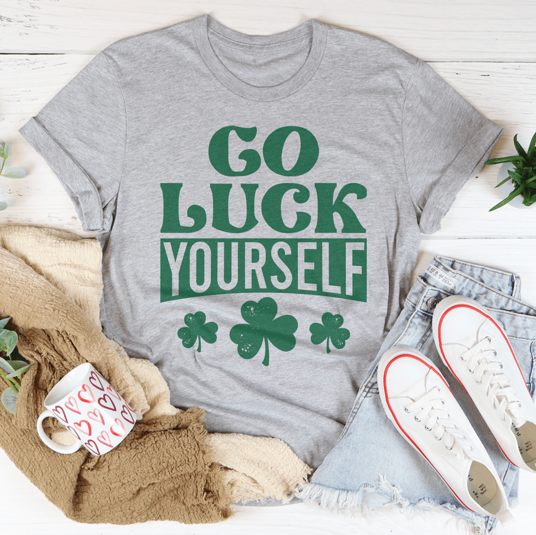 Go Luck Yourself Tee in various colors, showcasing its soft fabric and durable stitching.