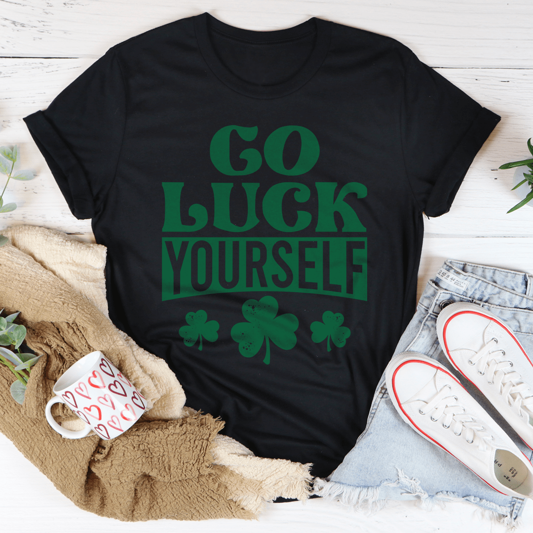 Go Luck Yourself Tee in various colors, showcasing its soft fabric and durable stitching.