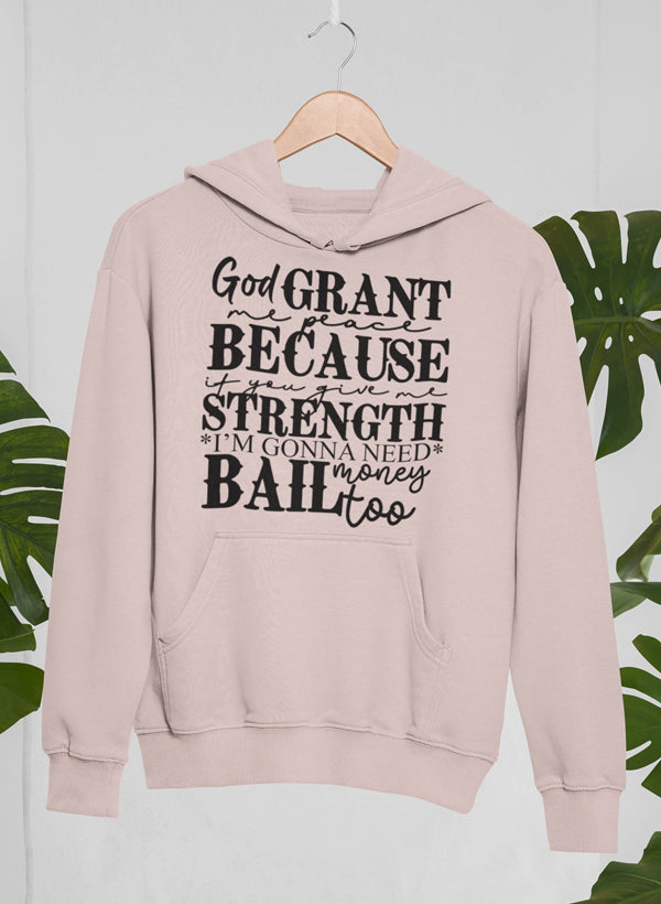 God Grant Me Peace Hoodie featuring a unique artistic design, adjustable hood, and cozy fleece lining, perfect for casual wear.