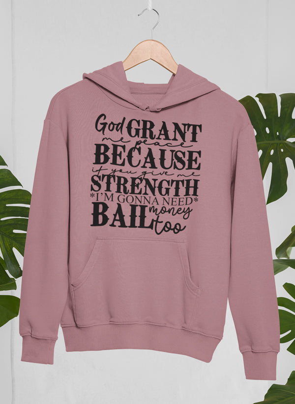 God Grant Me Peace Hoodie featuring a unique artistic design, adjustable hood, and cozy fleece lining, perfect for casual wear.