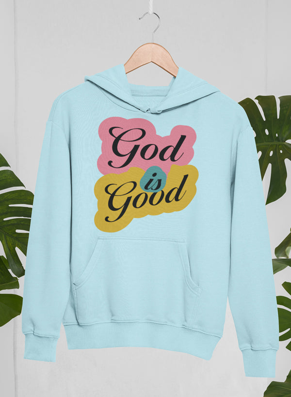 A cozy God Is Good Hoodie featuring a unique design by top artists, made from a warm cotton/poly fleece blend.