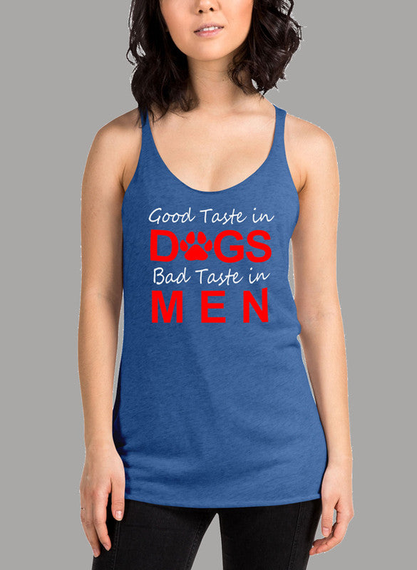 Good Taste In Dogs Women's Tank Top featuring a racer back style and curved hem, made from quick-drying Neoteric™ fabric.