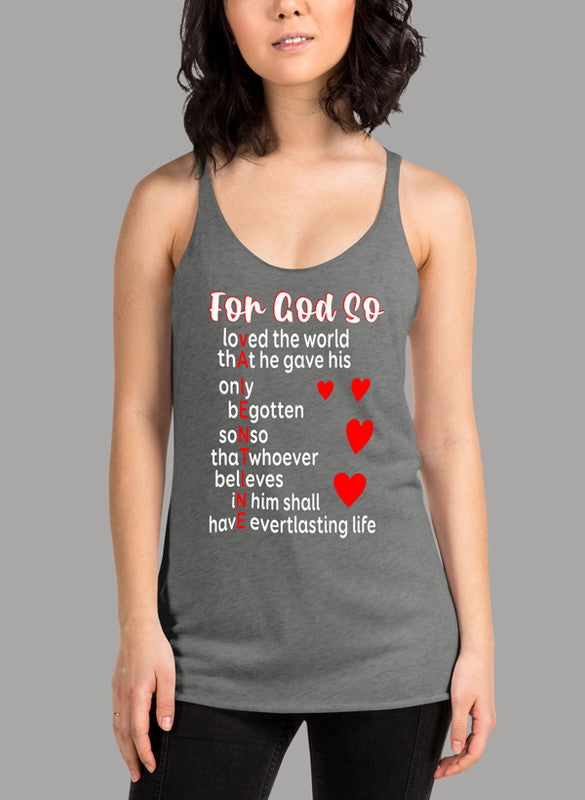 God Valentines Day Women's Tank Top featuring a racer back style and curved hem, made from quick-drying Neoteric fabric.