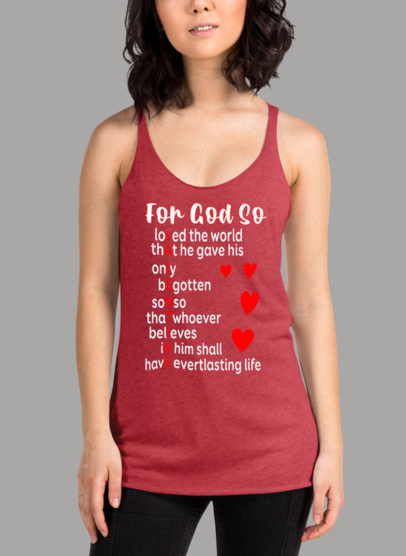 God Valentines Day Women's Tank Top featuring a racer back style and curved hem, made from quick-drying Neoteric fabric.