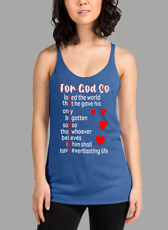 God Valentines Day Women's Tank Top featuring a racer back style and curved hem, made from quick-drying Neoteric fabric.