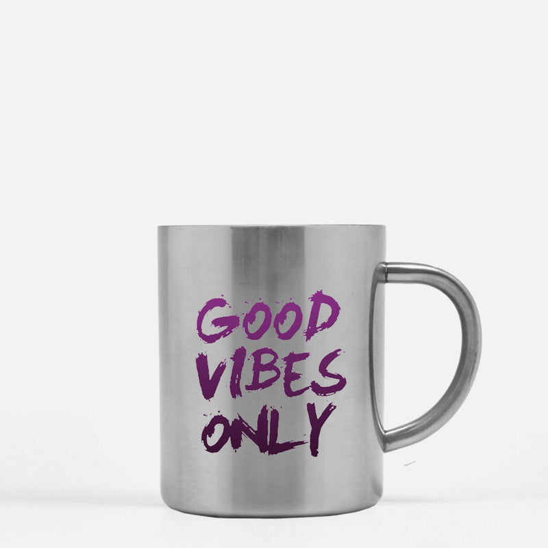 Good Vibes Only Gold & Silver Mug with elegant design and metallic finish, perfect for stylish beverage enjoyment.