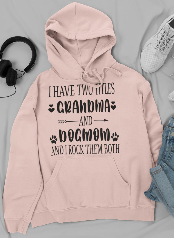 Cozy Grandma & Dogmom Hoodie featuring adjustable hood and banded cuffs, perfect for chilly days.