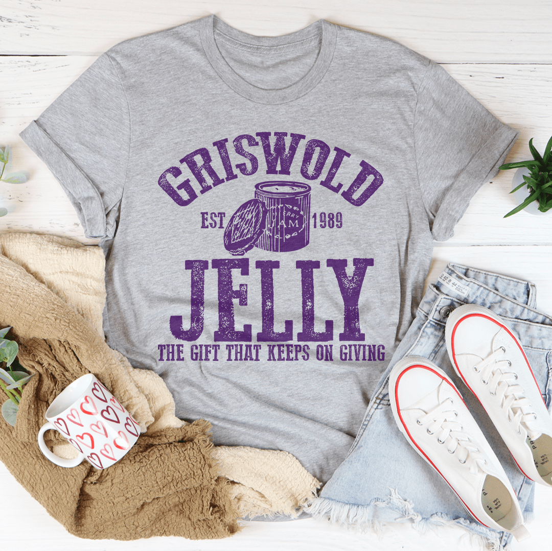 Griswold Jelly Co Tee in various colors, showcasing its soft cotton fabric and durable stitching.