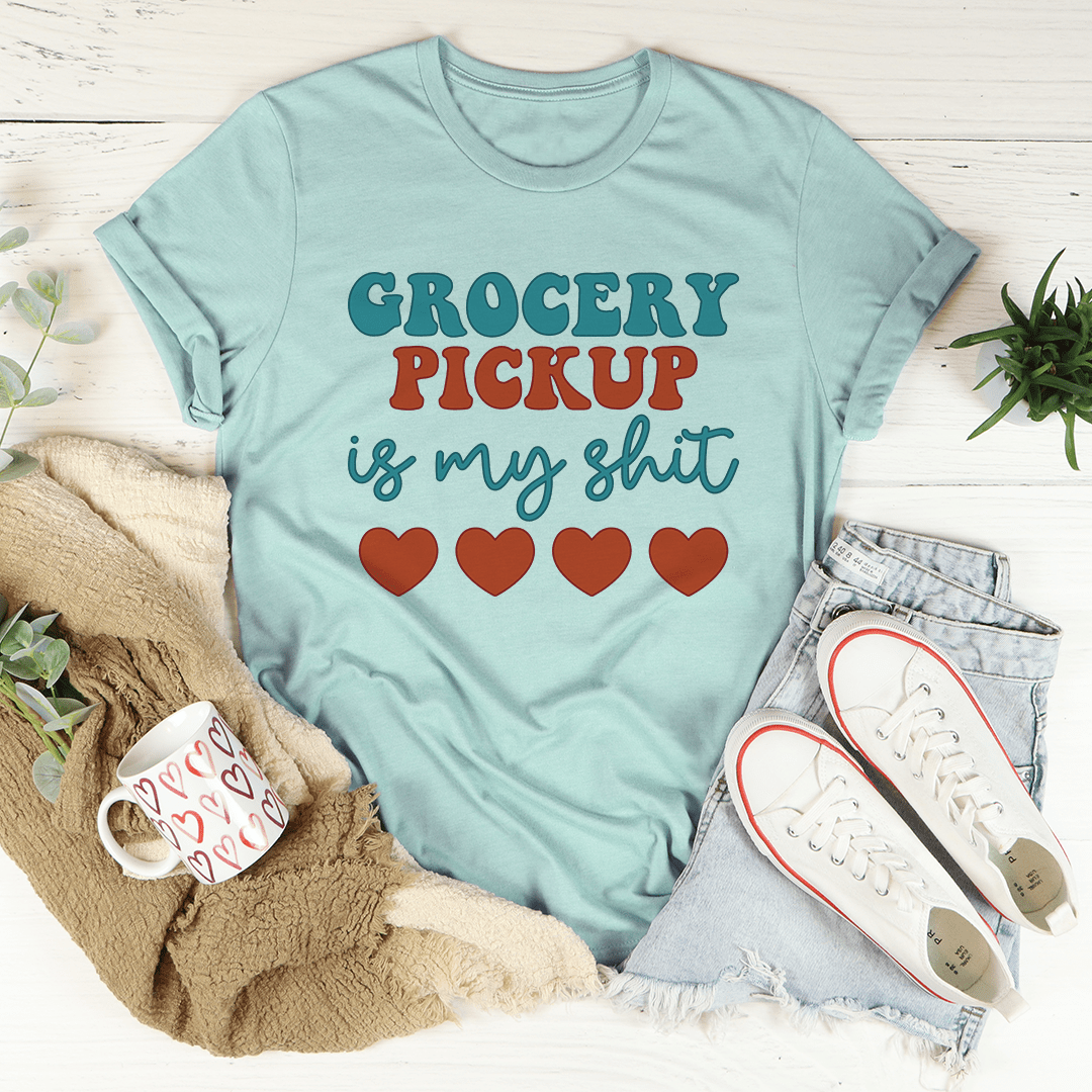 Grocery Pickup Tee in various colors, showcasing its soft fabric and durable stitching.