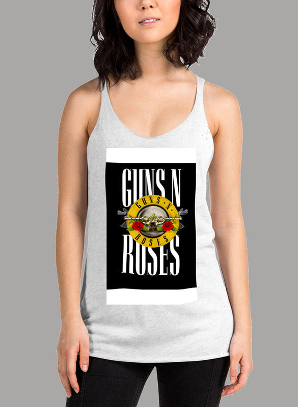 GUNS ROSES J Women's Tank Top featuring a racer back style and curved back hem, made from quick-drying Neoteric™ fabric.