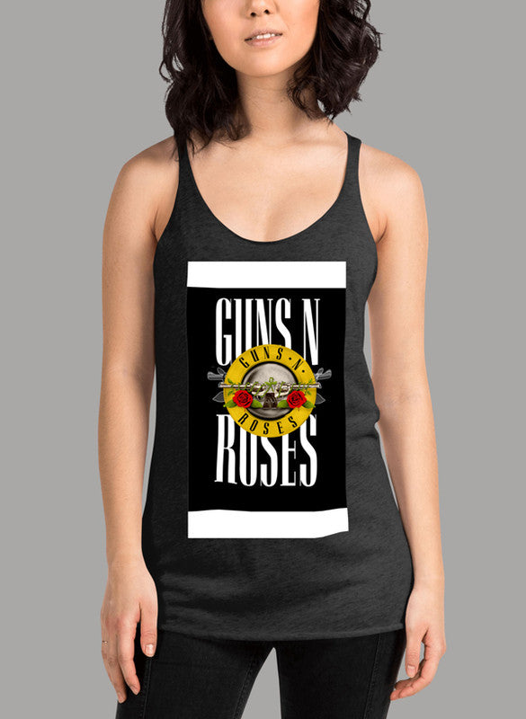 GUNS ROSES J Women's Tank Top featuring a racer back style and curved back hem, made from quick-drying Neoteric™ fabric.