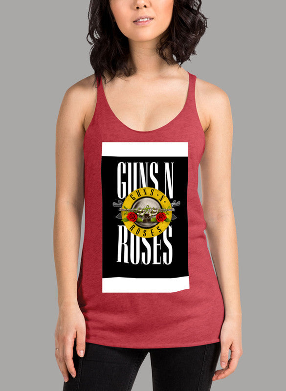 GUNS ROSES J Women's Tank Top featuring a racer back style and curved back hem, made from quick-drying Neoteric™ fabric.