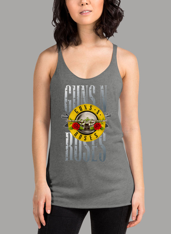 GUNS ROSES P Women's Tank Top featuring a racer back style and curved back hem, made from quick-drying Neoteric™ fabric.