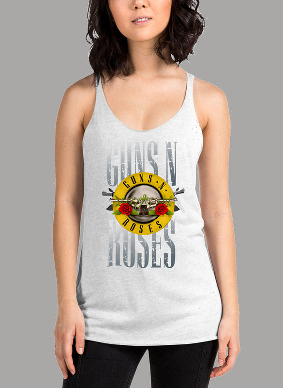 GUNS ROSES P Women's Tank Top featuring a racer back style and curved back hem, made from quick-drying Neoteric™ fabric.