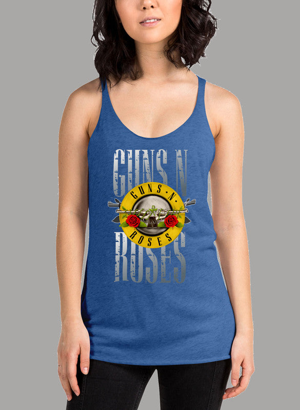 GUNS ROSES P Women's Tank Top featuring a racer back style and curved back hem, made from quick-drying Neoteric™ fabric.