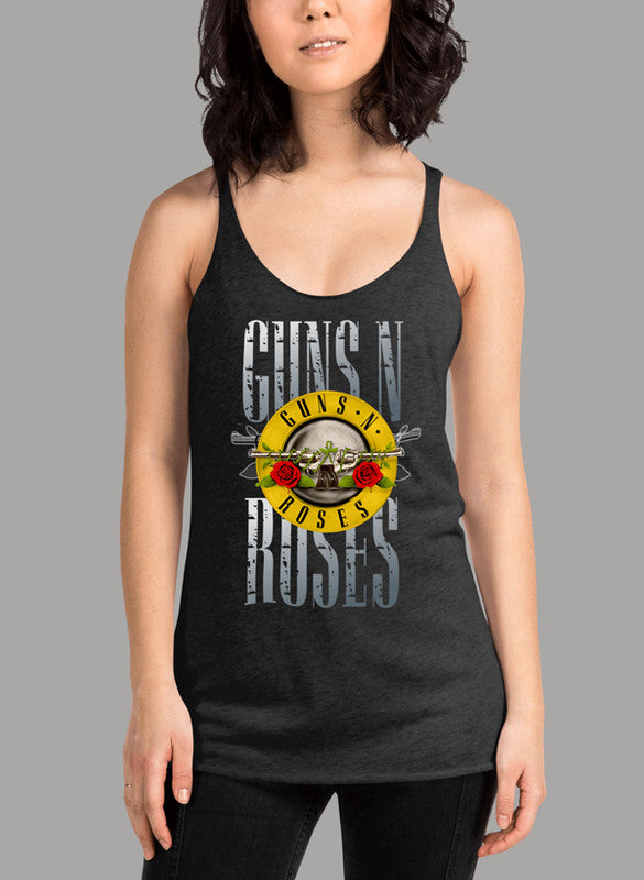 GUNS ROSES P Women's Tank Top featuring a racer back style and curved back hem, made from quick-drying Neoteric™ fabric.