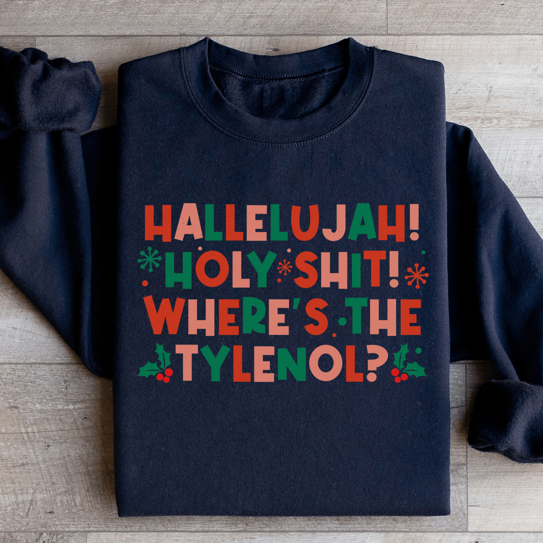 Hallelujah Christmas sweats featuring a cozy fleece design, perfect for winter wear.