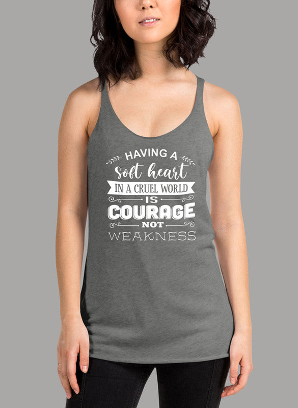 Having A Soft Heart In A Cruel World Women's Tank Top featuring a racer back style and curved back hem, made from quick-drying Neoteric™ fabric.