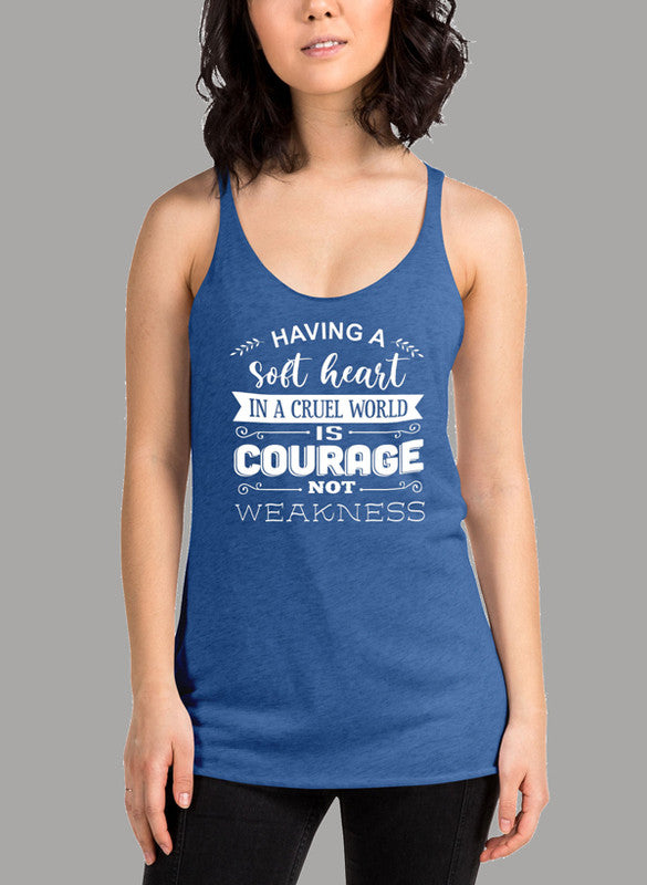 Having A Soft Heart In A Cruel World Women's Tank Top featuring a racer back style and curved back hem, made from quick-drying Neoteric™ fabric.