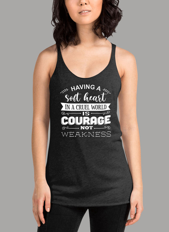 Having A Soft Heart In A Cruel World Women's Tank Top featuring a racer back style and curved back hem, made from quick-drying Neoteric™ fabric.