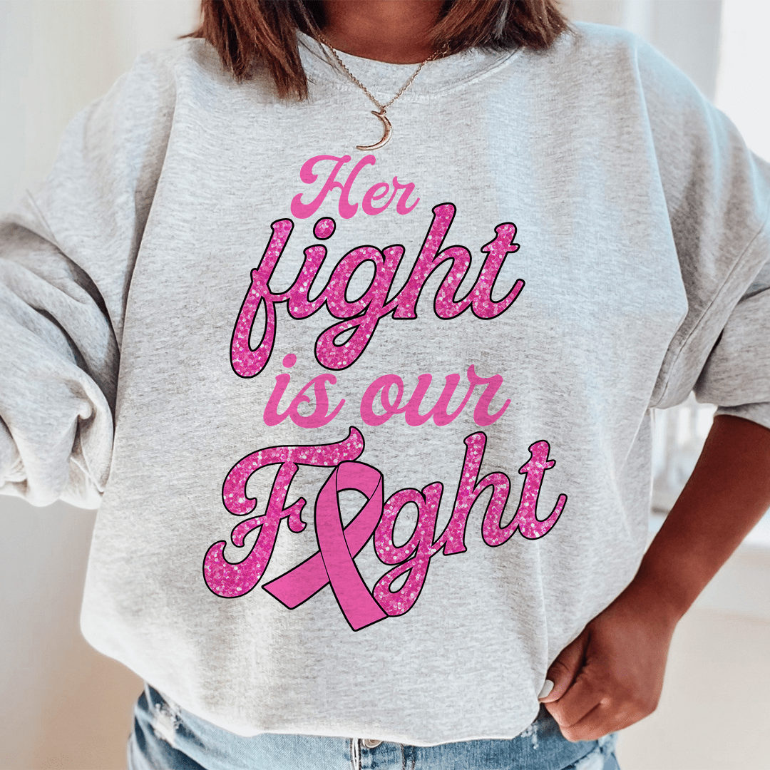 A stylish pair of 'Her Fight Is Our Fight' sweats featuring a cozy fleece lining and adjustable cuffs, designed by top artists.