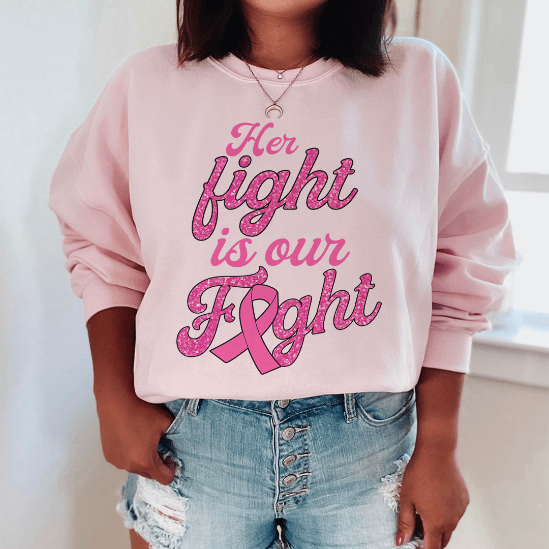 A stylish pair of 'Her Fight Is Our Fight' sweats featuring a cozy fleece lining and adjustable cuffs, designed by top artists.