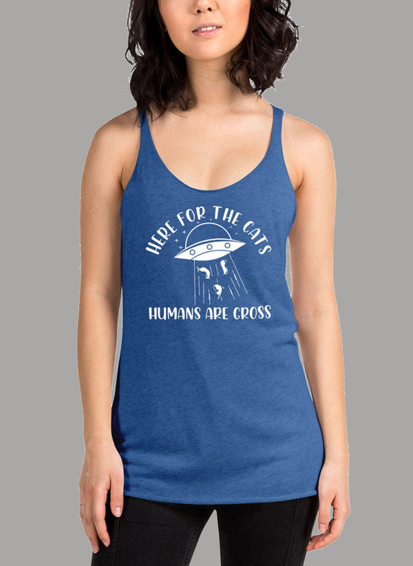 Here For The Cats Women's Tank Top featuring a racer back style and curved hem, made from quick-drying Neoteric™ fabric.