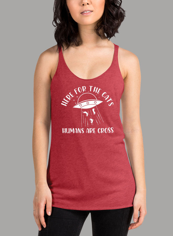 Here For The Cats Women's Tank Top featuring a racer back style and curved hem, made from quick-drying Neoteric™ fabric.