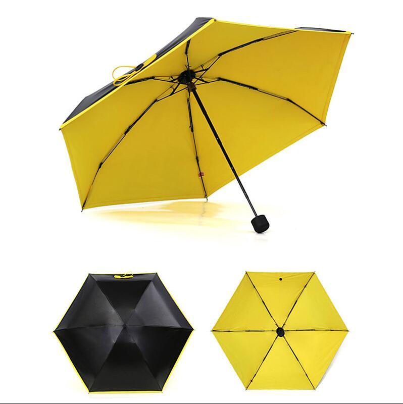 High Quality Mini Pocket Umbrella in various colors including pink, blue, green, yellow, and black, showcasing its compact design.