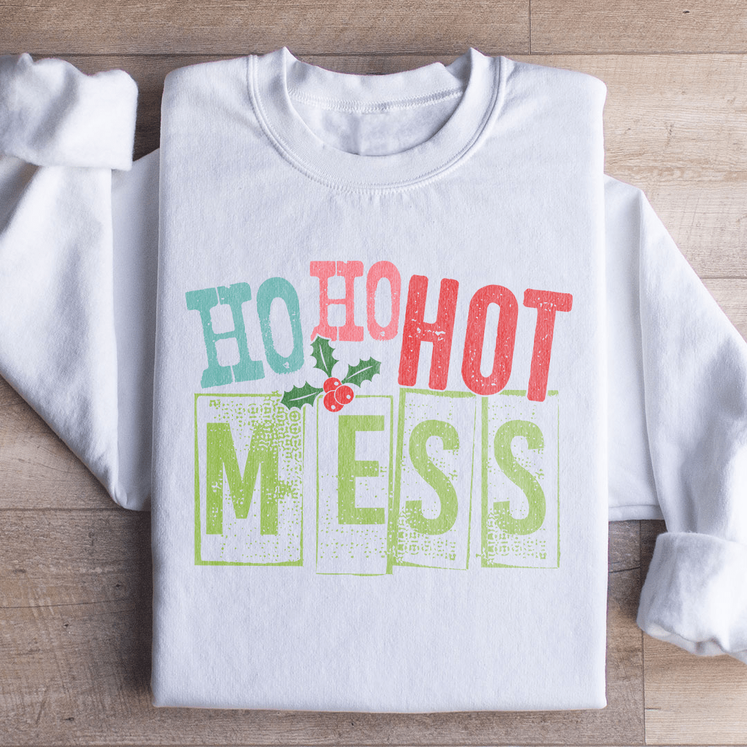 Ho Ho Hot Mess sweats featuring unique designs by top artists, made from warm cotton/poly fleece blend.