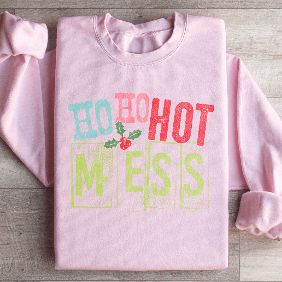 Ho Ho Hot Mess sweats featuring unique designs by top artists, made from warm cotton/poly fleece blend.