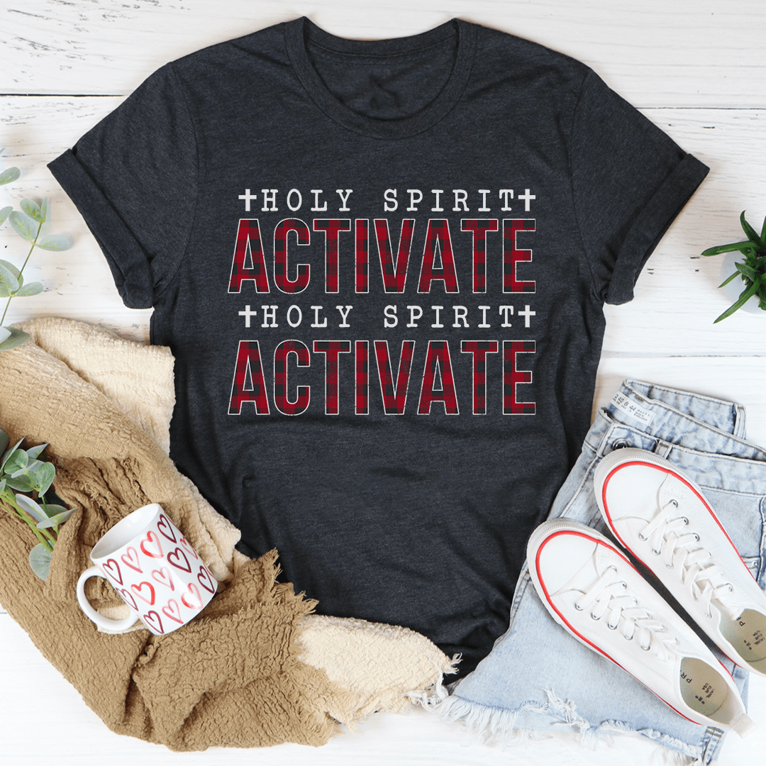 Holy Spirit Activate T-Shirt made from soft ring-spun cotton, featuring double stitching for durability and a stylish design.