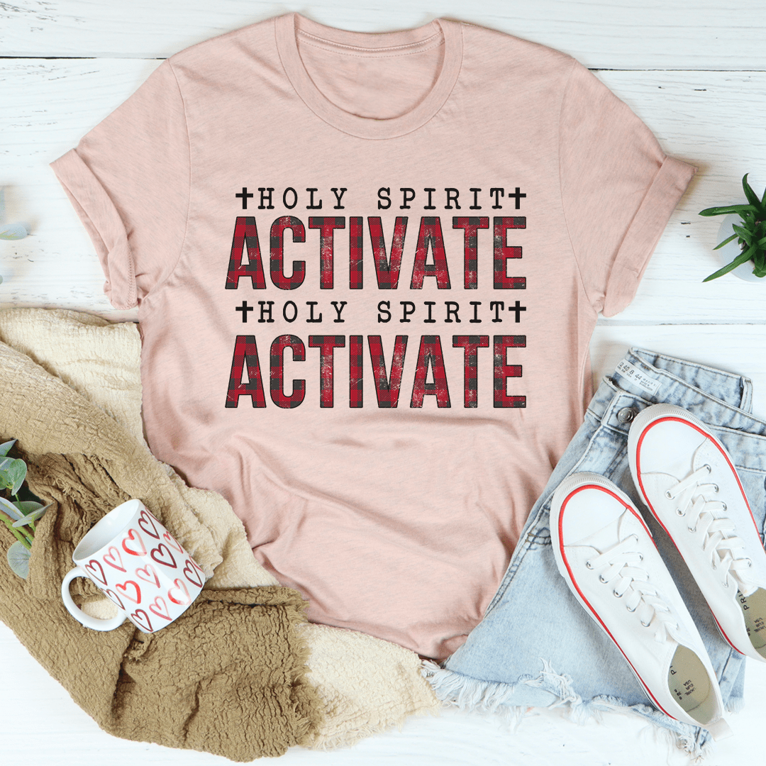 Holy Spirit Activate T-Shirt made from soft ring-spun cotton, featuring double stitching for durability and a stylish design.